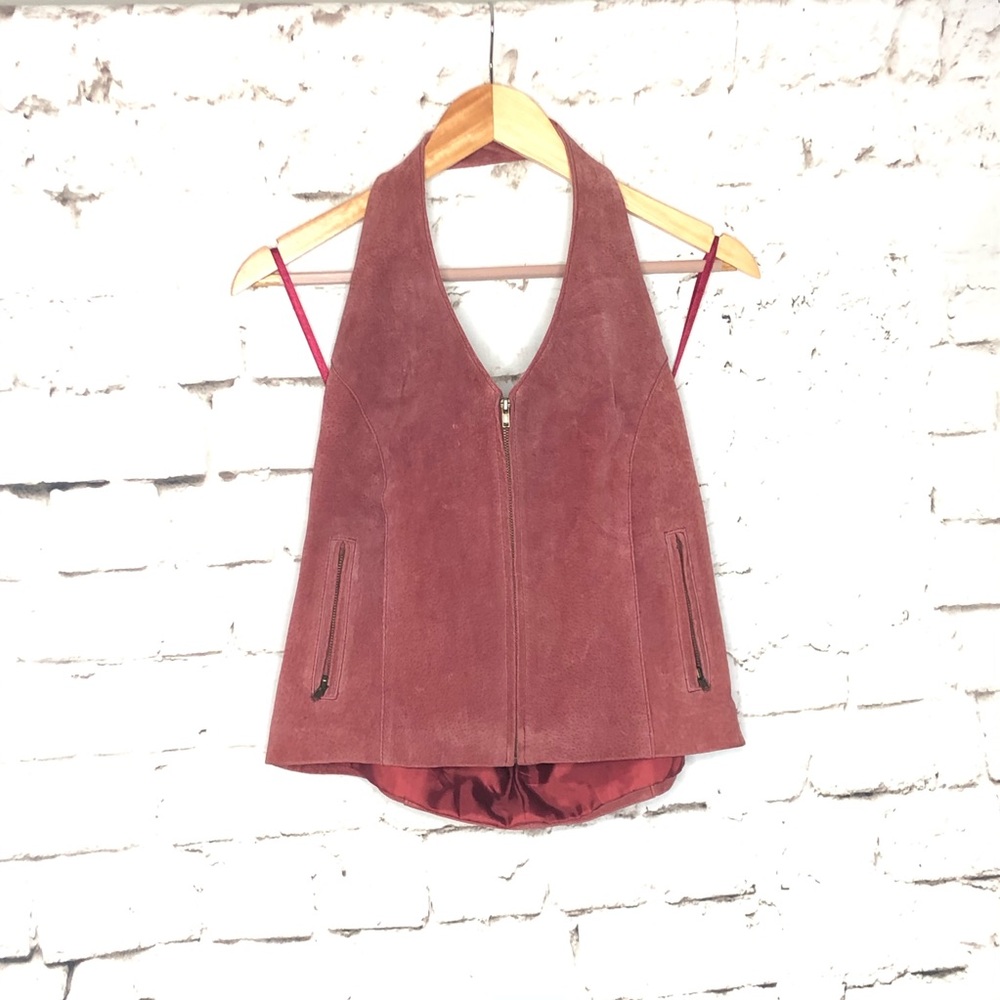 Vintage Wilson’s Leather zip up halter top
